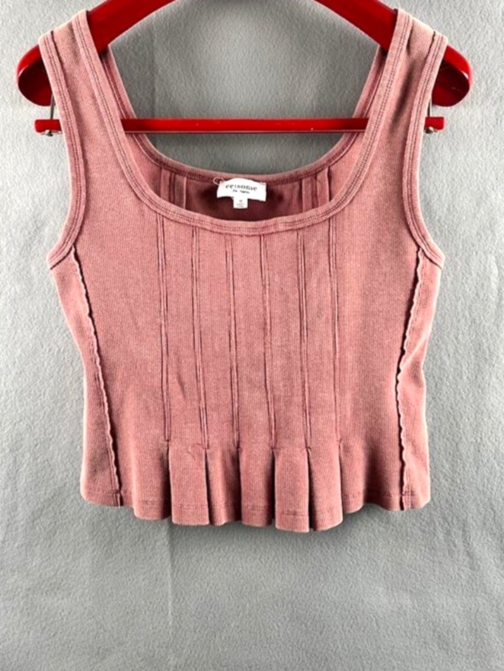 ee:some Sunfold Women's Square Neck Mineral Washed Tank Top Raspberry Cotton Med